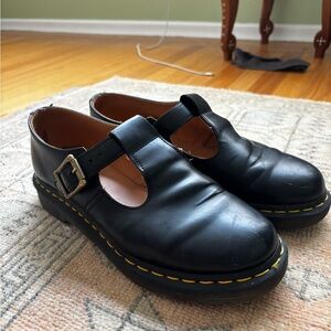 Doc Martens Black Leather Mary Jane Buckle Shoes